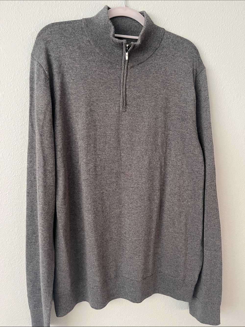 EUC Nordstrom Italian Merino Wool Washable Gray Half-Zip Sweater